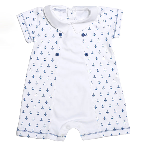 ACU-633 WHITE AND BLUE ANCHOR PIMA PLAYSUIT