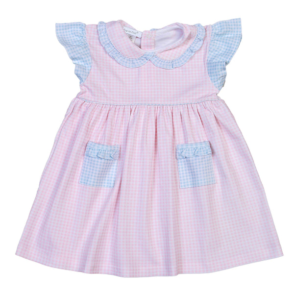 ABY-540 Aby pink and blue Gingham Pima Dress